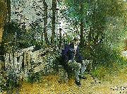 Carl Larsson ung man i park Spain oil painting artist